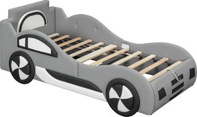 Łóżko z pojemnikiem na pościel 90x200 cm - z zagłówkiem, stelażem - szare - bez materaca