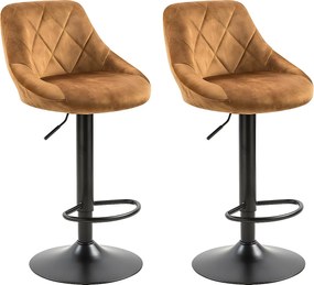 Zestaw 2 krzeseł barowych z regulacją wysokości - materiał i metal - ciemnożółty - TRACER