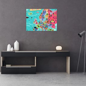 Obraz - Dziecięca mapa Europy (70x50 cm)