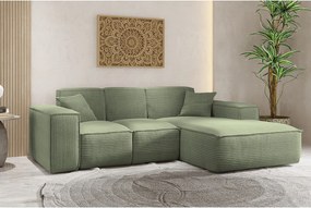 Narożnik w kształcie L SIENA, tkanina Poso, Jasnozielony, Prawy