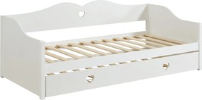 Łóżko kanapowe rozkładane  2 x 90 x 190 cm - Sosna i MDF - Białe + Materac - DASTIVA
