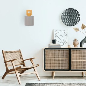 Szary kinkiet LED CL-WD-WE10x10BU-GR jednopunktowy z litego drewna