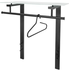 Czarny metalowy wieszak ścienny z półką 80 cm Dutch – Spinder Design