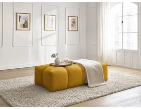 Musztardowy podnóżek z materiału bouclé Everest – Bobochic Paris