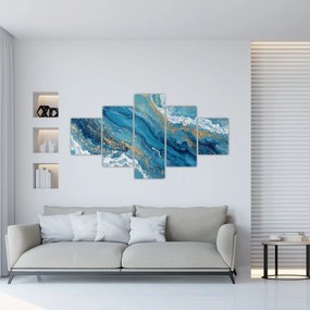 Obraz - Jasnoniebieski marmur ze złotem II. (125x70 cm)
