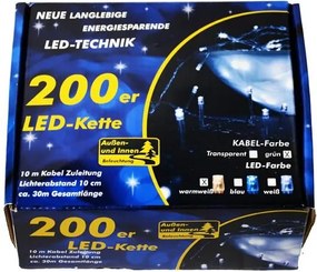Garth świąteczny LED łańcuch - 18 m, 200 diod, ciepła biel