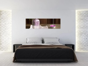 Obraz - Świeca i orchidee (170x50 cm)