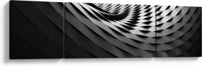 Abstrakcyjny obraz - czarno - biała spirala (170x50 cm)