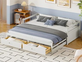 Łóżko piętrowe z drewna sosnowego - z szufladami - 90/180x200cm - Białe