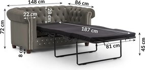 Szara aksamitna rozkładana sofa 148 cm York Blik – Ropez