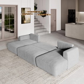 Masseno Narożnik SENTUM z funkcją spania i pojemnikiem na pościel Narozniki U, Rozkładana sofa - Jasnoszary, POSO 55