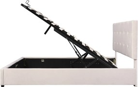 Łóżko 140 x 200 cm z pojemnikiem - Łóżko podwójne z regulowanym zagłówkiem - biały aksamit - bez materaca