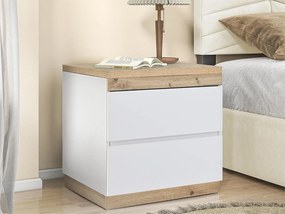 Stolik nocny z 2 szufladami - styl skandynawski - Biały