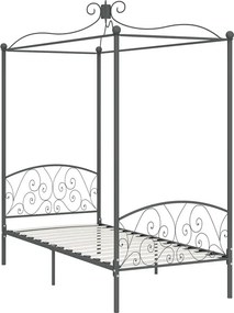Szare pojedyncze łóżko metalowe 90x200 cm K4-M49
