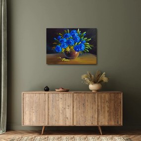 Obraz niebieskich kwiatów w wazonie (70x50 cm)