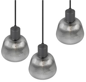 Czarna lampa wisząca ze szklanym kloszem ø 37 cm Tarifa – Trio