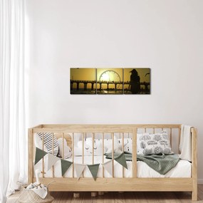 Obraz - Spacer po plaży (z zegarem) (90x30 cm)