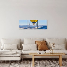 Obraz - Lot nad zimowym krajobrazem (z zegarem) (90x30 cm)