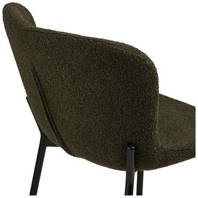 Ciemnozielony tapicerowany hoker (wysokość siedziska 65 cm) Maceda – House Nordic