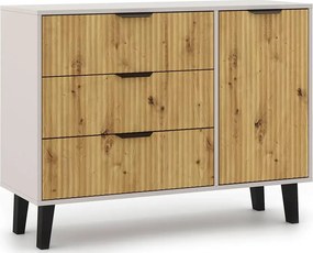 Komoda duża z 3 szufladami i szafką kaszmir + dąb artisan A1-L26