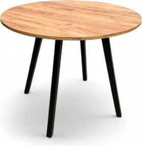 Stół okrągły Ø 90 cm nierozkładany Dąb Craft do kawiarni na drewnianych nogach