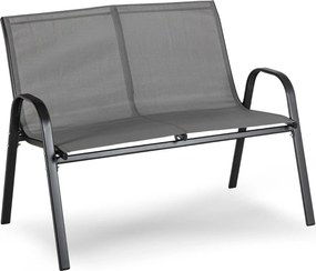 Zestaw Mebli Ogrodowych MINNESOTA Szary Ławka Krzesła Stolik Tarasowy Siatka Nowoczesny