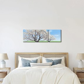 Obraz drzew (z zegarem) (90x30 cm)