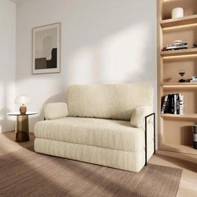 Masseno Sofa piankowa KESTE z funkcją spania, Kanapa z pianki do salonu, Bezmontażowa, Tkanina bucle – Kremowy QUELLE 02