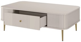 Stolik kawowy z szufladą Vesper 103x60 cm - kaszmir / złote nogi