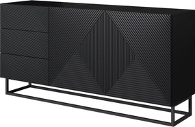 Komoda Asha 167 cm z szufladami i metalowymi nogami - czarny mat