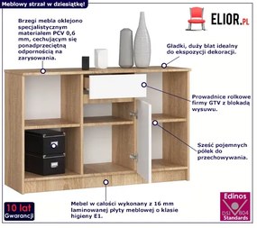 Skandynawska komoda dąb sonoma + biały - Fillo 3X