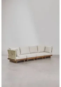 4-częściowa Modułowa Sofa Ogrodowa Z 2 Narożnymi Fotelami Z Drewna Akacjowego Dailin Akacja Brąz - Sklum