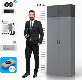 Nadstawka na szafę EWA Compact 800 x 380 x 400 mm, antracytowa