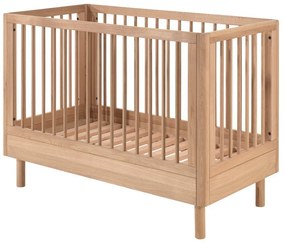 Łóżeczko z litego drewna dębowego z regulowaną wysokością 60x120 cm w naturalnym kolorze Forrest – Vipack
