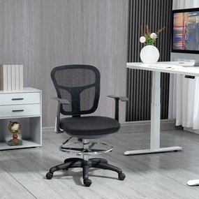 Vinsetto Krzesło do Rysowania Ergonomiczne Obrotowe Regulacja Wysokości Czarne | Aosom PL