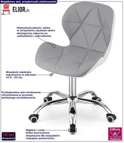 Szaro-biały pikowany fotel obrotowy do biurka - Infis 3X