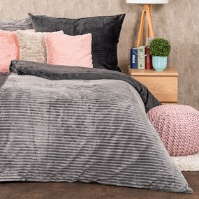 4Home Pościel mikroflanela Stripe szary, 140 x 200 cm, 70 x 90 cm