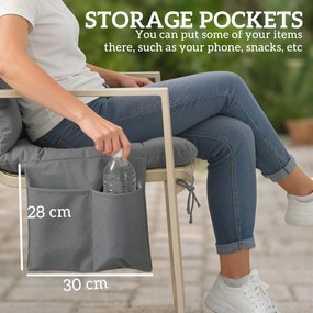 Outsunny Poduszka wodoodporna antypoślizgowa na huśtawkę outdoorowa z oparciem i paskami 150 x 100 cm ciemnoszara | Aosom PL