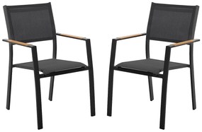 Zestaw 2 foteli ogrodowych sztaplowanych z aluminium i tekstylenu - Antracytowy - MACILA marki MYLIA