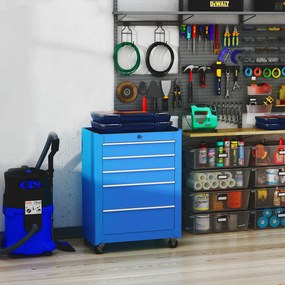 HOMCOM Szafka na narzędzia, skrzynia narzędziowa, 5 szuflad, mobilna, stalowa, czarna | Aosom PL