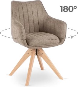 Krzesło Tapicerowane Obrotowe do Salonu LEMON Beżowe Nowoczesne Skandynawskie