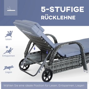 Outsunny Leżak Ogrodowy Technorattan Nowy Zestaw Leżaków Ogrodowych 3 Częściowy Komfortowy 200 cm Durable Dla Ogrodu | Aosom PL