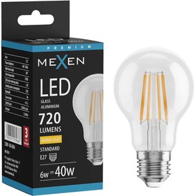 Mexen Vintis żarówka filament LED E27, A60, 6W, Ciepła - 2700K, 720 lm, clear - L150-E27-0627-00