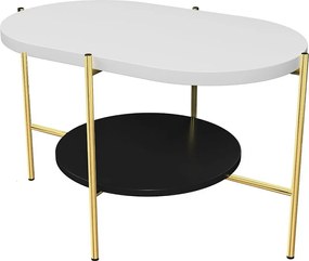 Stolik kawowy Dancan ARENA / złota podstawa / biały