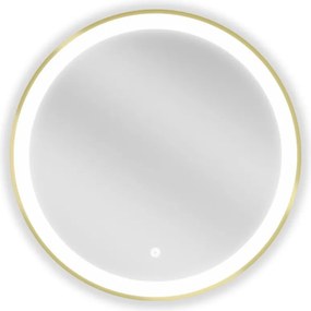 Mexen Esso lustro łazienkowe podświetlane, okragłe 60 cm, LED 6000K, antypara, rama złota szczotkowana - 9825-060-060-611-50