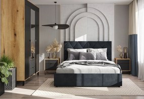 Szafka nocna z szufladą na nóżkach dąb evok + czarny C4-S97