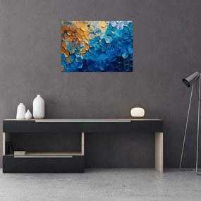 Obraz na szkle - Niebiesko-złoty obraz (70x50 cm)