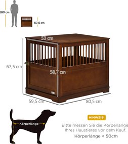 PawHut Klatka dla psa z podwyższonym stojakiem Zamknięcie Box transportowy Brązowy 805x595x675cm | Aosom PL