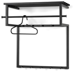 Czarny metalowy wieszak ścienny z półką 76 cm Rizzoli – Spinder Design