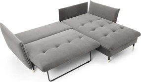 Narożnik GLAM Prawostronny z funkcją spania, zestaw z poduszkami wolnostojący tkanina RIVIERA 91 Szary DOMO HOME